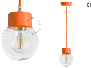 orange pendellampa - glasskärm - Ø 8,5 cm