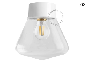 lampa ścienna lub sufitowa biała - szklany klosz  - Ø 10 cm