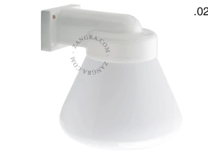 zewnętrzna lub łazienkowa lampa ścienna biała porcelana ze szklanym kloszem - IP54