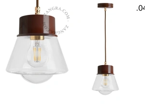 brun pendellampe - glasskærm - Ø 10 cm