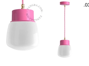 lámpara colgante rosa - pantalla de vidrio - Ø 10 cm
