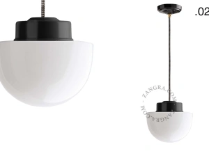 czarna lampa wisząca porcelana ze szklanym kloszem