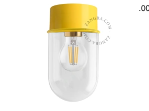 lampa ścienna lub sufitowa żółta - szklany klosz - Ø 10cm