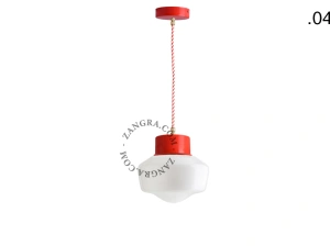 lampada a sospensione rossa - paralume in vetro - Ø 10 cm