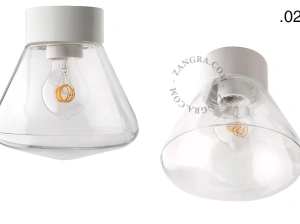 candeeiro de parede ou de teto em porcelana branca - abajur de vidro - Ø 10cm - IP54