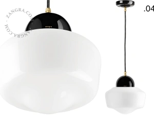 black porcelain pendant light - glass shade
