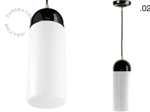 black porcelain pendant light - glass shade