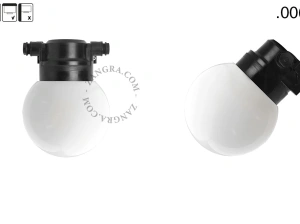 badrum svart vägglampa med glasskärm - IP54