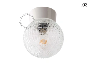 biała lampa ścienna lub sufitowa ze szklanym kloszem - Ø 11 cm
