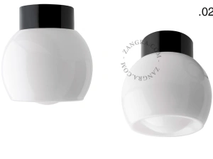 candeeiro de parede ou de teto em porcelana preta - abajur de vidro - Ø 10cm - IP54