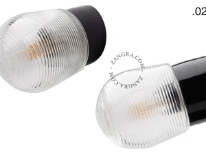 Wandleuchte aus schwarzem Porzellan für das Badezimmer – Glasschirm - Ø 10 cm - IP54