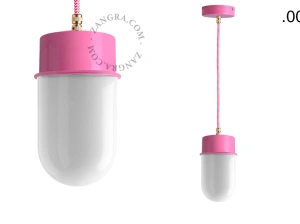 lámpara colgante rosa - pantalla de vidrio - Ø 10 cm