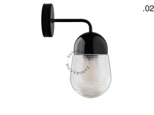 applique en porcelaine noire - globe en verre
