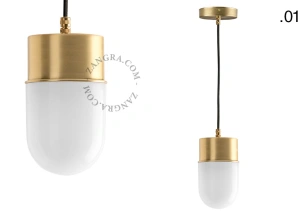 brass pendant light - glass shade - Ø 10 cm