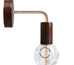 brązowa lampa ścienna z mosiężnym ramieniem