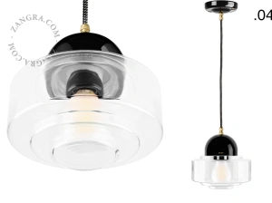black porcelain pendant light - glass shade