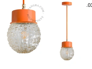 orange pendellampe - glasskærm - Ø 10 cm
