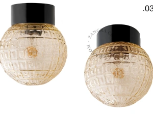 candeeiro de parede ou de teto em porcelana preta - abajur de vidro - Ø 10cm - IP54