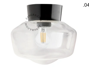 svart vägg- eller taklampa - glasskärm - Ø 11 cm