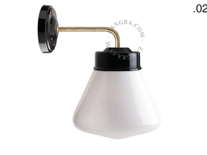 applique en porcelaine noire avec globe en verre