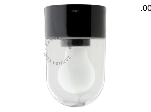 candeeiro de parede ou de teto em porcelana preta - abajur de vidro - Ø 10cm - IP54