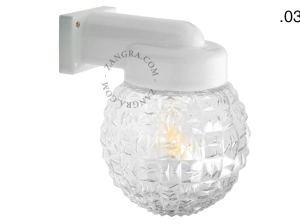 zewnętrzna lub łazienkowa lampa ścienna biała porcelana ze szklanym kloszem - IP54