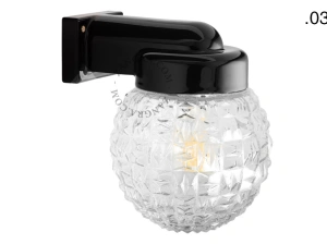 badeværelse sort porcelænsvæglampe med glasskærm - IP54