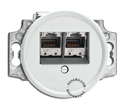 enchufe RJ45 doble de baquelita blanca