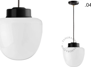 lámpara colgante de porcelana negra - pantalla de vidrio