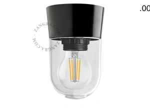 czarna bakelitowa lampa ścienna lub sufitowa ze szklanym kloszem - Ø 9,3 cm