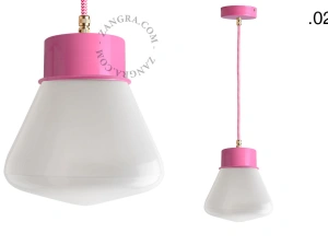 lámpara colgante rosa - pantalla de vidrio - Ø 10 cm