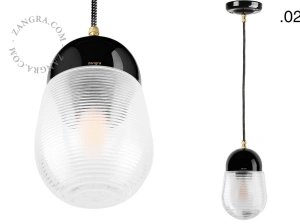 black porcelain pendant light - glass shade