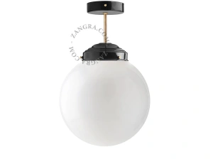 taklampa i svart och mässing - glasskärm