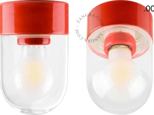 Leuchte David aus rotem Porzellan - Ø 10 cm