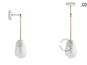 lampada in porcellana bianca - paralume in vetro