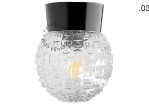svart vägg- eller taklampa - glasskärm - Ø 11 cm