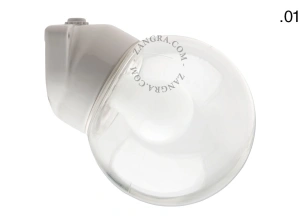 aplique de baño de porcelana blanca - Ø 8,3 cm - pantalla de vidrio - IP54