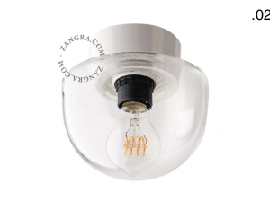 biała lampa ścienna lub sufitowa ze szklanym kloszem - Ø 11 cm