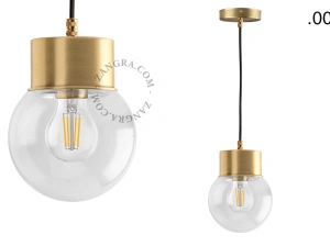 brass pendant light - glass shade - Ø 10 cm