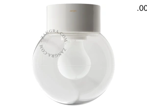 candeeiro de parede ou de teto em porcelana branca - abajur de vidro - Ø 10cm - IP54