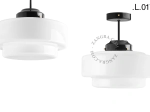 lampada da soffito nera - paralume in vetro