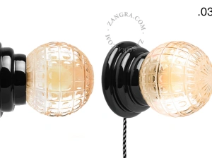 czarna porcelanowa lampa ścienna Art Deco Danilo z włącznikiem