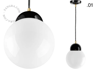 black porcelain pendant light - glass shade
