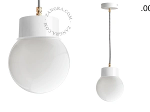 hvid pendellampe - glasskærm - Ø 10 cm