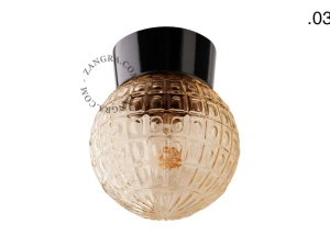 svart vägg- eller taklampa - glasskärm - Ø 11 cm