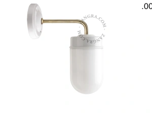 aplique en porcelana blanca y latón - pantalla de vidrio