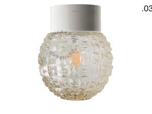 candeeiro de parede ou de teto em porcelana branca - abajur de vidro - Ø 10cm - IP54