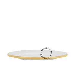 wit emaille bord met karamel gele rand -  Ø 20 cm