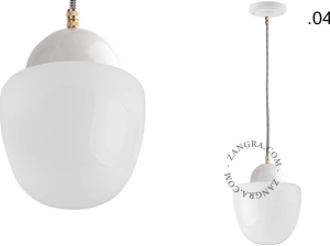 lámpara colgante de porcelana blanca - pantalla de vidrio
