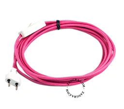 aansluitkabel textiel met stekker - roze